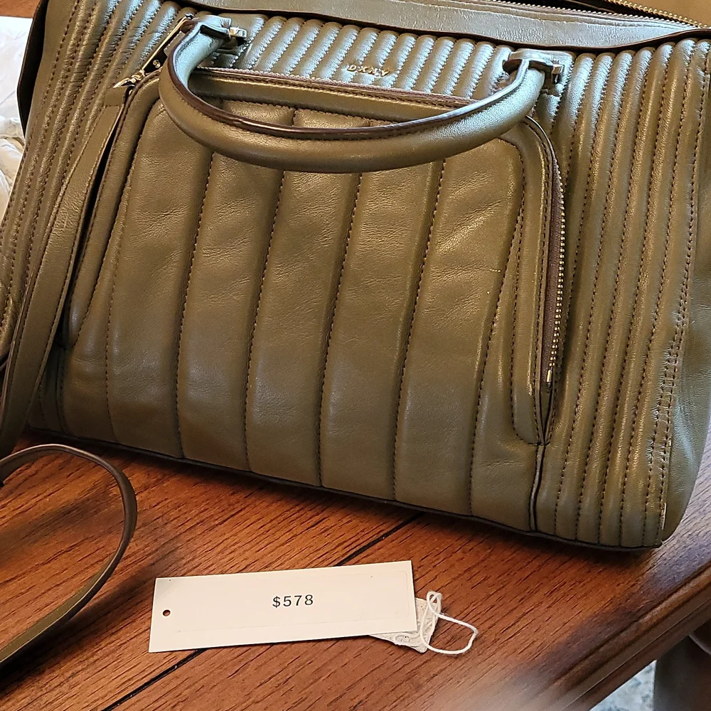 Dkny large quilted genuine leather satchel